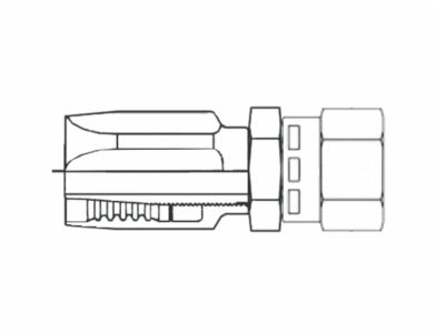 424R-2 Couplamatic Reusable Coupling - R1 & R2 Reusables - JIC 37° - Female Swivel - 1/4" Hose ID - 7/16x20 Thread Size (for 100R2 Thin Hose)