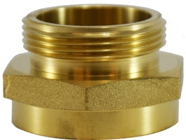 444023 (444-023) Midland Fire Hose Fitting - Hex Adapter - 1-1/2" Female NPT x 1-1/2" Male NPSH - Brass