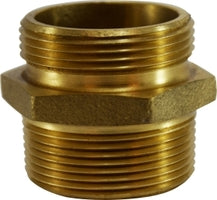 444042 (444-042) Midland Fire Hose Fitting - Double Male Hex Nipple - 1-1/2" Male NPT x 1-1/2" Male NPSH - Brass