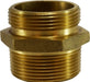 444048 Midland Fire Hose Fitting - Double Male Hex Nipple - 2" Male NPT x 2-1/2" Male NST - Brass
