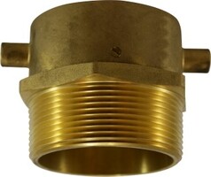 444111 (444-111) Midland Fire Hose Fitting - Male Swivel Adapter with Lugs - 2-1/2" Female NST x 2" Male NPT - Brass