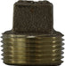 44650LF Midland Lead Free Cored Square Head Plug - 1/8" Male Pipe - Bronze