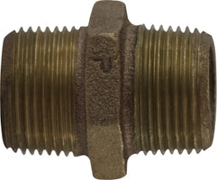 44721 (44-721) Midland Hex Nipple Fitting - 1/4" Male Pipe x 1/4" Male Pipe - Bronze