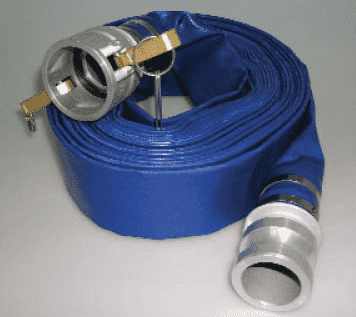 4502-3000-050CE Jason Industrial 4502 Blue PVC Water Discharge Hose Assembly - 70 PSI - 3" ID - 3" Aluminum Cam Lock (C x E) - 50ft