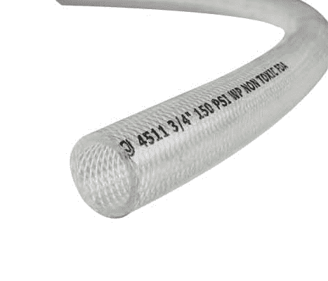 4511-1001 by Jason Industrial | 4511 Series | FDA Braided Hose 125 PSI | 1" ID | 1.28" OD | Clear | PVC | 300ft