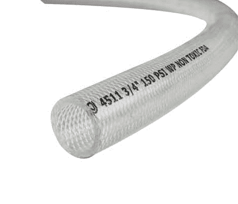 4511-0311 by Jason Industrial | 4511 Series | FDA Braided Hose 250 PSI | 5/16" ID | 0.47" OD | Clear | PVC | 300ft