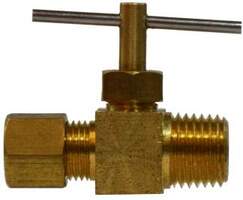 46003 (46-003) Midland Needle Valve Fitting - 1/4" Compression x 1/4" Male Pipe - Brass