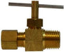 46003 (46-003) Midland Needle Valve Fitting - 1/4" Compression x 1/4" Male Pipe - Brass