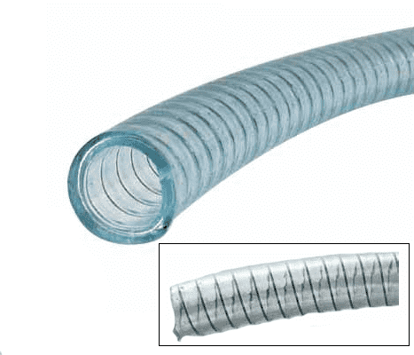 4600-2000 Jason Industrial 4600 FDA Spring Wire PVC Hose - Clear - 50 PSI - 2" ID - 2.36" OD - 50ft