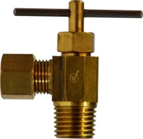 709103-0502 Midland Lead Free 90° Angle Needle Valve - 5/16" Compression x 1/8" Male Pipe - Brass