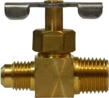 46028 (46-028) Midland Needle Valve Fitting - 1/4" Male Flare x 1/8" Male Pipe - Brass