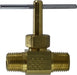 46050 (46-050) Midland Needle Valve Fitting - 1/8" Male Pipe x 1/8" Male Pipe - Brass