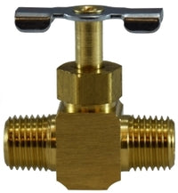 46051 (46-051) Midland Needle Valve Fitting - 1/4" Male Pipe x 1/4" Male Pipe - Brass