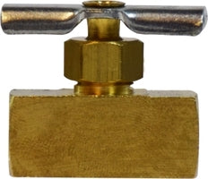 46055 (46-055) Midland Needle Valve Fitting - 1/8" Female Pipe x 1/8" Female Pipe - Brass