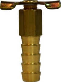 46076 (46-076) Midland Drain Cock Fitting - Long Internal Seat - 3/8" Hose Barb ID - Brass