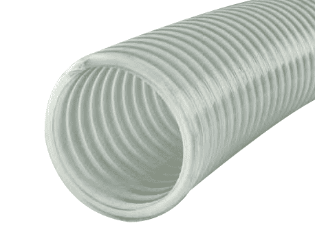 4615-1000 Jason Industrial 4615 Clear/White Helix PVC Water Suction Hose - 100 PSI - 1" ID - 1.22" OD - 100ft