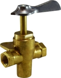 46241 (46-241) Midland Less Click 3 Way Ball Valve - Bottom Outlet - 1/4" Female Pipe - Brass