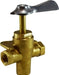 46241 (46-241) Midland Less Click 3 Way Ball Valve - Bottom Outlet - 1/4" Female Pipe - Brass