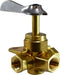 46247 (46-247) Midland Less Click 3 Way Ball Valve - Side Outlet - 1/4" Female Pipe - Brass