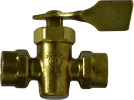 46411M (46-411M) Midland Specialty Valve Fitting - Solid Bottom Fuel Valve - 1/4" Female Pipe x 1/4" Female Pipe - Brass