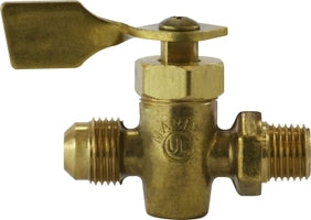 46429M (46-429M) Midland Specialty Valve Fitting - Solid Bottom Fuel Valve - 1/4" Male Pipe x 3/8" Male Flare - Brass