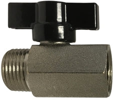 46930T (46-930T) Midland Mini Ball Valve - Tee Handle (Viton Seals) - 1/8" Male NPT x 1/8" Female NPT - Chrome Plated Brass