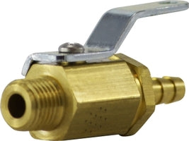 46980 (46-980) Midland Miniature Ball Valve - 1/4" Male Pipe x 1/4" Hose Barb - Brass