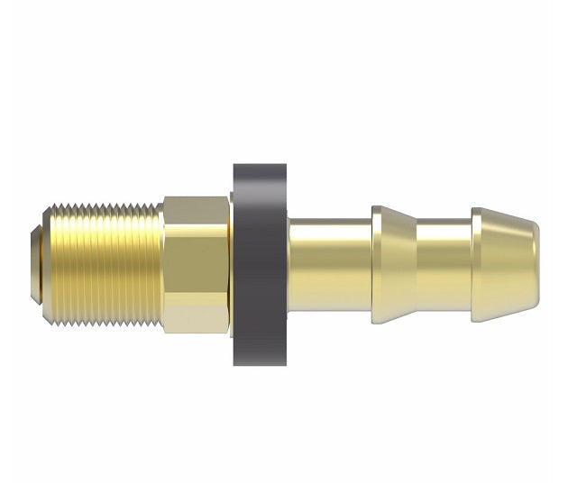 4740-6B Aeroquip by Danfoss | Male SAE 45° Inverted Flare Socketless Reusable Hose Fitting | -06 Male SAE 45° Inverted Flare x -06 Push-On Hose Barb | Brass