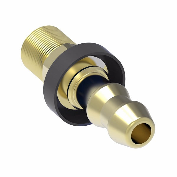 4740-6B Aeroquip by Danfoss | Male SAE 45° Inverted Flare Socketless Reusable Hose Fitting | -06 Male SAE 45° Inverted Flare x -06 Push-On Hose Barb | Brass