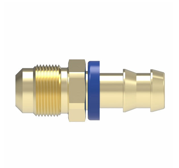 4742-8B Aeroquip by Danfoss | Male SAE 45° Flare Socketless Reusable Hose Fitting | -08 Male SAE 45° Flare x -08 Push-On Hose Barb | Brass