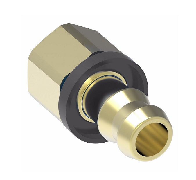 4743-6B Aeroquip by Danfoss | Female SAE 42° Inverted Flare Socketless Reusable Hose Fitting | -06 Female Inverted Flare x -06 Push-On Hose Barb | Brass