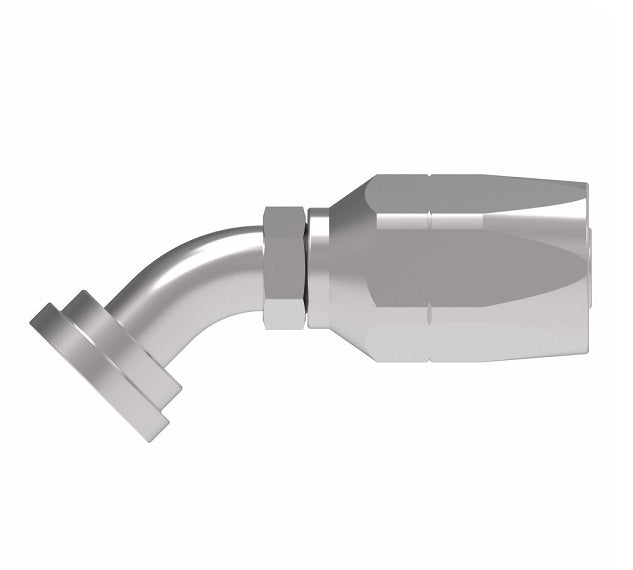4745-12S Aeroquip by Danfoss | Code 61 Split Flange SAE J518 45° Elbow 100R2 Skive Style Reusable Hose Fitting | -12 Code 61 Split Flange x -12 Reusable Hose End | Steel