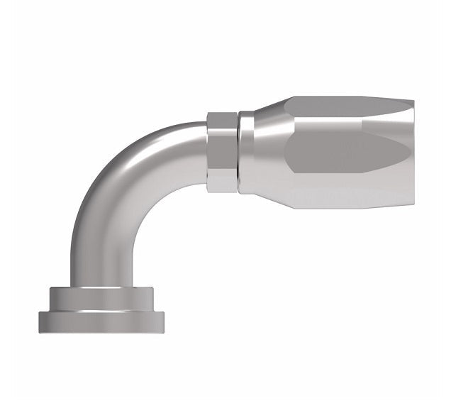 4790-24S Aeroquip by Danfoss | Code 61 Split Flange SAE J518 90° Elbow 100R2 Skive Style Reusable Hose Fitting | -24 Code 61 Split Flange x -24 Reusable Hose End | Steel