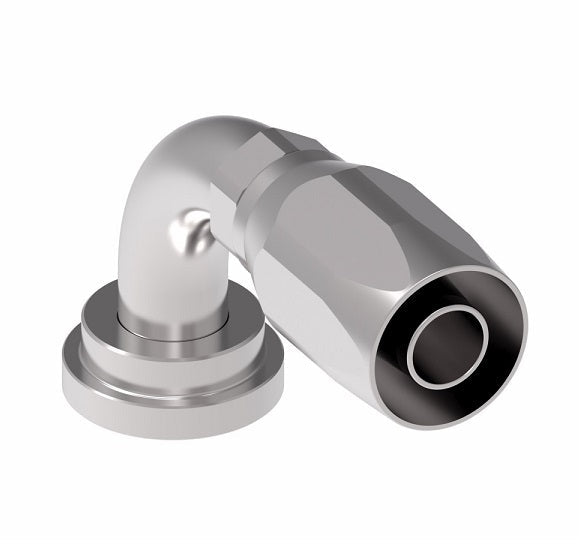 4790-24S Aeroquip by Danfoss | Code 61 Split Flange SAE J518 90° Elbow 100R2 Skive Style Reusable Hose Fitting | -24 Code 61 Split Flange x -24 Reusable Hose End | Steel