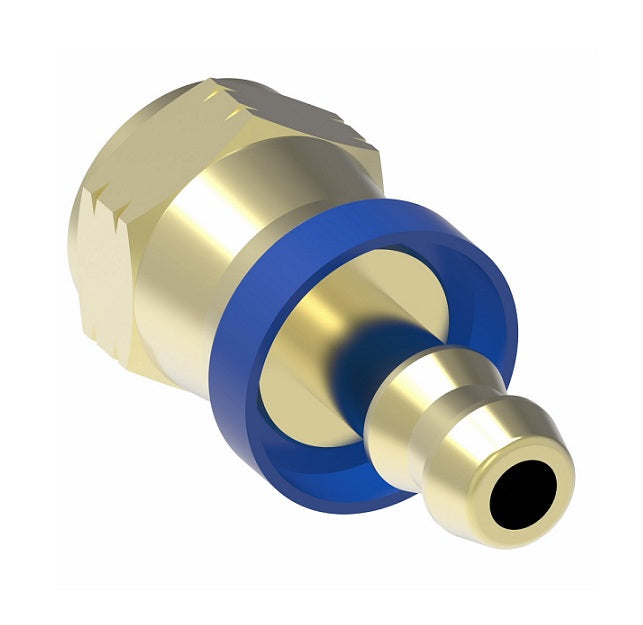 4797-4B Aeroquip by Danfoss | Female Universal Socketless Reusable Hose Fitting | -04 Female JIC (Also Couples w/ SAE 45° Flare) x -04 Push-On Hose Barb | Brass
