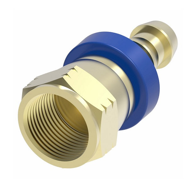 4797-8B Aeroquip by Danfoss | Female Pipe Universal Socketless Reusable Hose Fitting | -08 Female JIC (Also Couples w/ SAE 45° Flare) x -08 Push-On Hose Barb | Brass