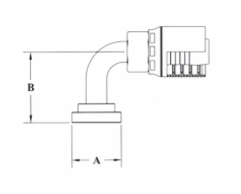 4GC53-8x12 Couplamatic Grip Crimp 4GC Series Coupling - Code 61 Split Flange - 90° Bend - 1/2" Hose ID - 3/4" Flange Size