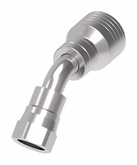 4SA8FJA6 Aeroquip by Danfoss | 4 Wire 4S Female JIC 37° Swivel 45° Elbow (FJA) Crimp Fitting | -08 Female Pipe JIC 37° Swivel x -06 Hose Barb | Steel