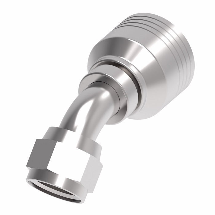 4SA10FJA10 Aeroquip by Danfoss | 4 Wire 4S Female JIC 37° Swivel 45° Elbow (FJA) Crimp Fitting | -10 Female Pipe JIC 37° Swivel x -10 Hose Barb | Steel