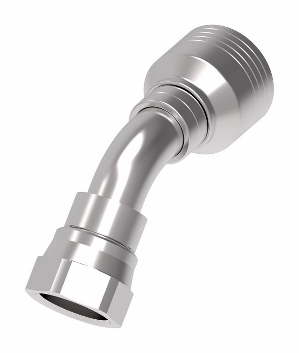 4SA12FJA10 Aeroquip by Danfoss | 4 Wire 4S Female JIC 37° Swivel 45° Elbow (FJA) Crimp Fitting | -12 Female Pipe JIC 37° Swivel x -10 Hose Barb | Steel