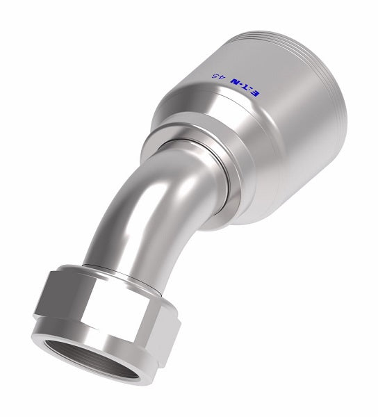 4SA20FJA20 Aeroquip by Danfoss | 4 Wire 4S Female JIC/37° Swivel 45° Elbow (FJA) Crimp Fitting | -20 Female JIC/37° Swivel x -20 Hose Barb | Steel