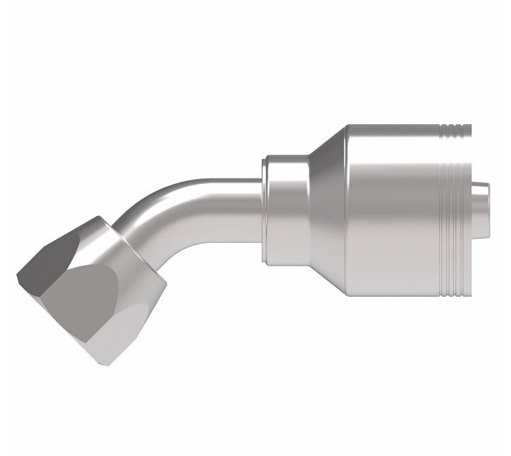 4SA8FJA8 Aeroquip by Danfoss | 4 Wire 4S Female JIC 37° Swivel 45° Elbow (FJA) Crimp Fitting | -08 Female Pipe JIC 37° Swivel x -08 Hose Barb | Steel