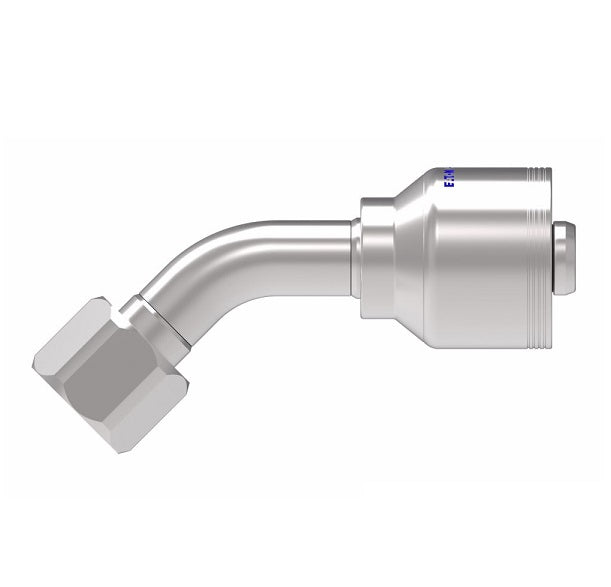 4SA16FJA12 Aeroquip by Danfoss | 4 Wire 4S Female JIC/37° Swivel 45° Elbow (FJA) Crimp Fitting | -16 Female JIC/37° Swivel x -12 Hose Barb | Steel