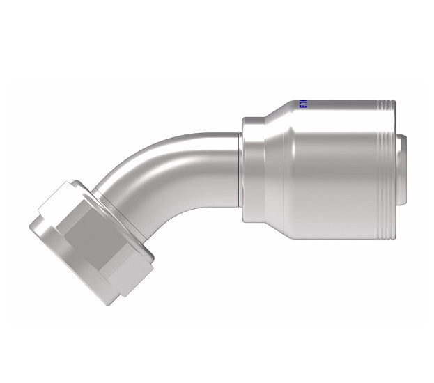 4SA20FJA20 Aeroquip by Danfoss | 4 Wire 4S Female JIC/37° Swivel 45° Elbow (FJA) Crimp Fitting | -20 Female JIC/37° Swivel x -20 Hose Barb | Steel