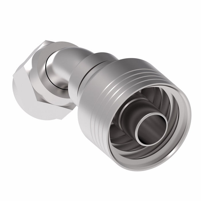 4SA10FJA10 Aeroquip by Danfoss | 4 Wire 4S Female JIC 37° Swivel 45° Elbow (FJA) Crimp Fitting | -10 Female Pipe JIC 37° Swivel x -10 Hose Barb | Steel