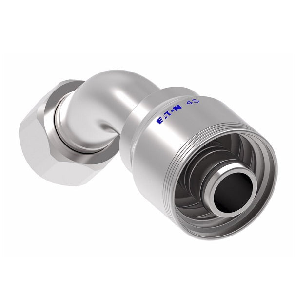 4SA16FJA16 Aeroquip by Danfoss | 4 Wire 4S Female JIC/37° Swivel 45° Elbow (FJA) Crimp Fitting | -16 Female JIC/37° Swivel x -16 Hose Barb | Steel