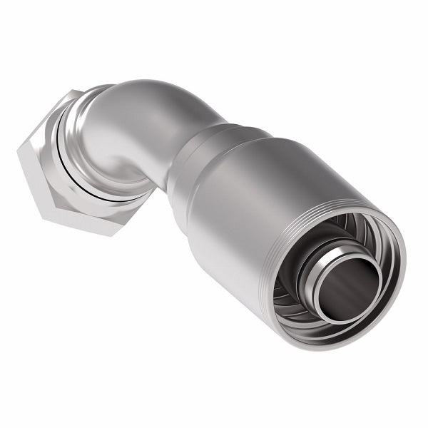 4SA24FJA24 Aeroquip by Danfoss | 4 Wire 4S Female JIC/37° Swivel 45° Elbow (FJA) Crimp Fitting | -24 Female JIC/37° Swivel x -24 Hose Barb | Steel