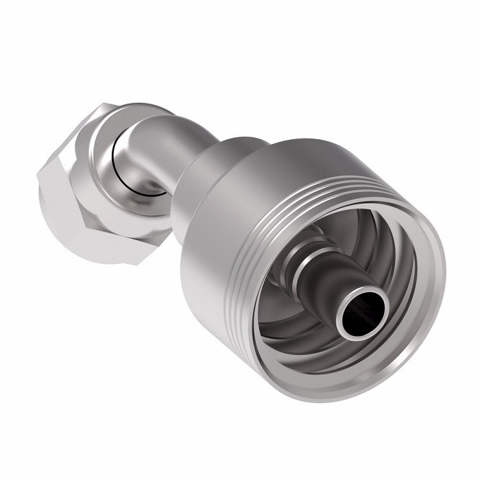 4SA6FJA6 Aeroquip by Danfoss | 4 Wire 4S Female JIC 37° Swivel 45° Elbow (FJA) Crimp Fitting | -04 Female Pipe JIC 37° Swivel x -06 Hose Barb | Steel