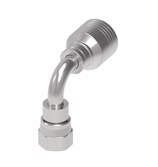 4SA10FJB8 Aeroquip by Danfoss | 4 Wire 4S Female JIC 37° Swivel 90° Elbow (FJB) Crimp Fitting | -10 Female JIC 37° Swivel x -08 Hose Barb | Steel