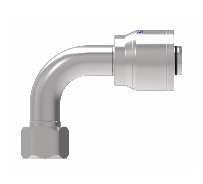 4SA20FJB16 Aeroquip by Danfoss | 4 Wire 4S Female JIC/37° Swivel 90° Elbow (FJB) Crimp Fitting | -20 Female JIC/37° Swivel x -16 Hose Barb | Steel